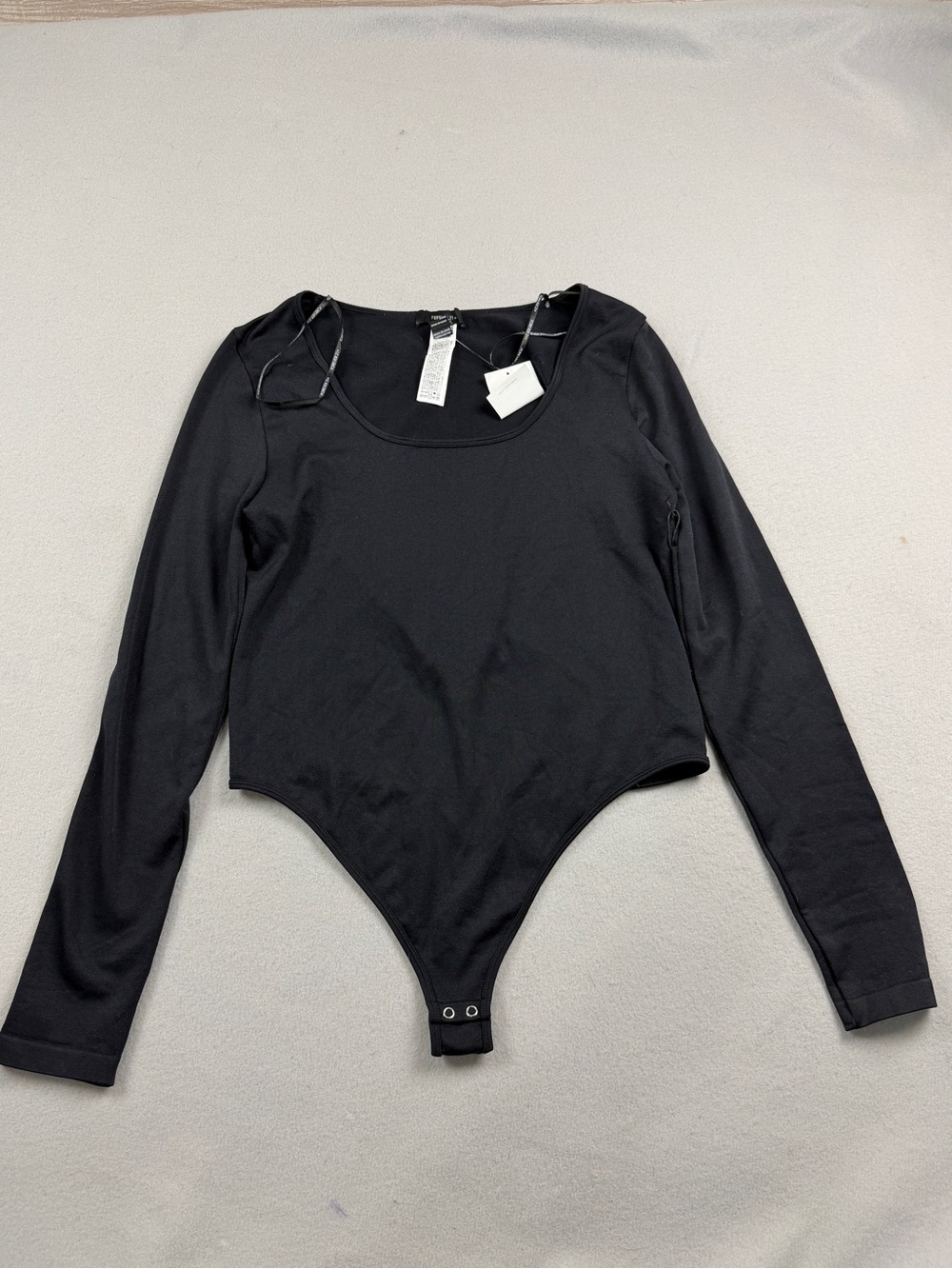 NWT Forever 21 Plus Size Black Long-Sleeve Sculpting Bodysuit Thong Sz 2X/3X